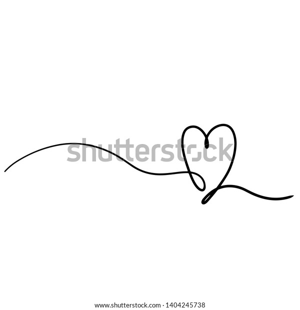 One line drawing -\
Heart. Beautiful tangled divider shape. Vector hand drawn graphic\
illustration - isolated