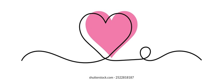 one line drawing of heart line, heart line drawing illustration on white background eps 10.