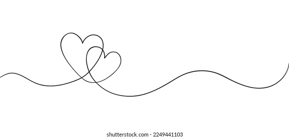 Una línea que dibuja el corazón. Señal de amor en un dibujo continuo de una línea. Arte minimalista de línea moderna. Ilustración vectorial.