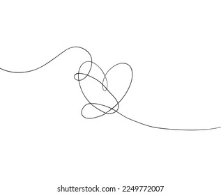 One line drawing heart. Love sign in continuous one line drawing. Minimalistic modern  line art.  Vector illustration.