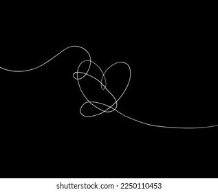 One line drawing heart. Love sign in continuous one line drawing. Minimalistic modern  line art.  Vector illustration.