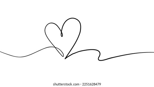 One line drawing heart. Love sign in continuous one line drawing. Minimalistic modern  line art.  Vector illustration.