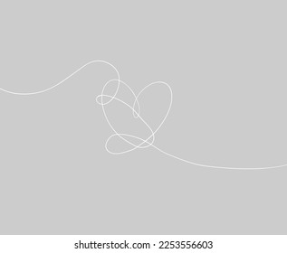 One line drawing heart. Love sign in continuous one line drawing. Minimalistic modern  line art.  Vector illustration.