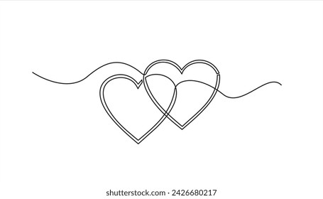 One line drawing heart. Love sign in continuous one line drawing. Minimalistic modern line art. Vector illustration.