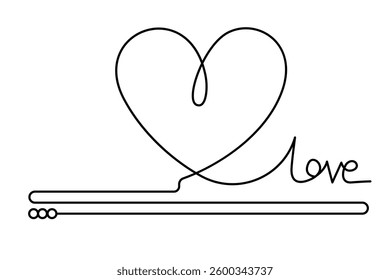 One line drawing of a heart shape vector graphic design for any invitation or occasional background