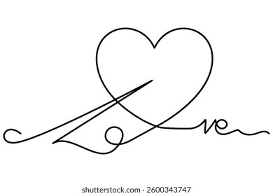 One line drawing of a heart shape vector graphic design for any invitation or occasional background
