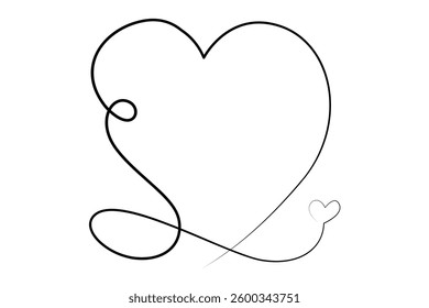 One line drawing of a heart shape vector graphic design for any invitation or occasional background