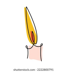 One line drawing of home candle. Beautiful minimal continuous line candle design.
