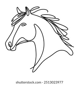 one line drawing horse head vector illustration template design