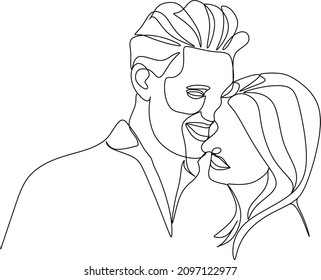 one line drawing of hugging couple vector minimalism. Single hand drawn continuous of man and woman in romantic moment.