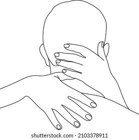 one line drawing of hugging couple vector minimalism. Single hand drawn continuous of man and woman in romantic moment.