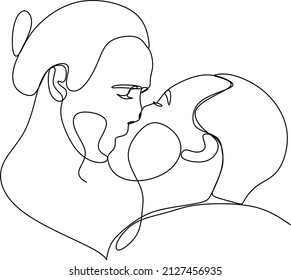 one line drawing of hugging couple vector minimalism. Single hand drawn continuous of man and woman in romantic moment.