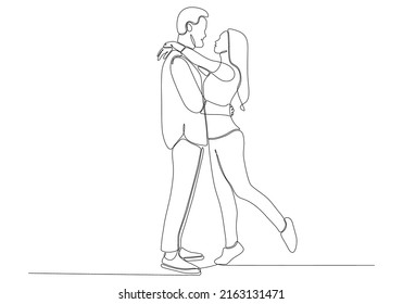 
one line drawing hugging a couple