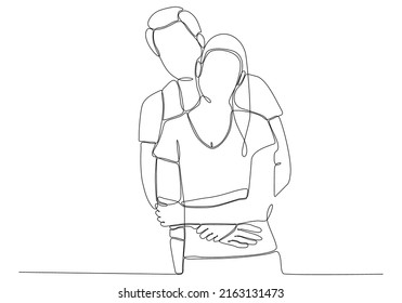 One Line Drawing Hugging Couple Stock Vector (Royalty Free) 2163131473 ...