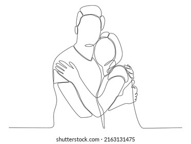 
one line drawing hugging a couple