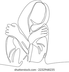 one line drawing of hugging couple vector minimalism. Single hand drawn continuous of man and woman in romantic moment. Vector illustration