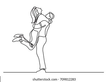 one line drawing hugging couple