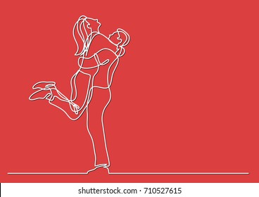 one line drawing of hugging couple