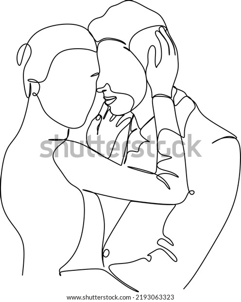 One Line Drawing Hugging Couple Vector Stock Vector (Royalty Free ...