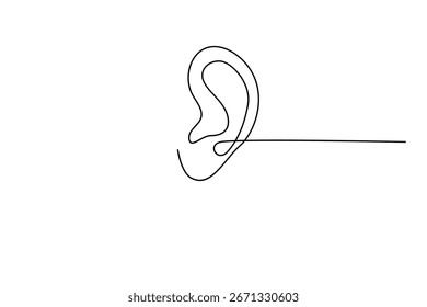 One Line Drawing of a Human Ear - Minimalist Continuous Outline Design
