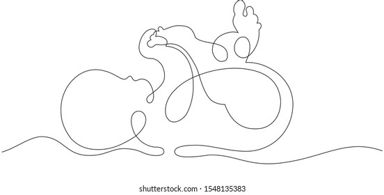 One Line Drawing Illustration Of A Baby. Vector 