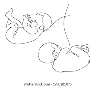 one line drawing illustration of a baby.  Modern minimalism art. Little kid in the minimalist style. Vector illustration