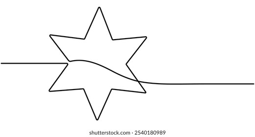 Dibujo o ilustración de una estrella, Dibujado a mano doodle star en estilo de arte de línea continua. Ilustración vectorial de una sola línea, trazo editable, dibujo de una línea continua de Star Sparkle Sketch.