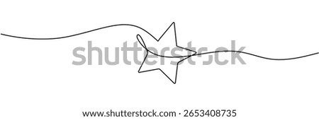 One line Drawing or illustration of a star, Hand drawn stars continuous one line icon. Star single line vector illustration in doodle style. Premium quality contour linear sign Editable stroke