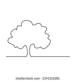 One line drawing illustration of a tree on a white background