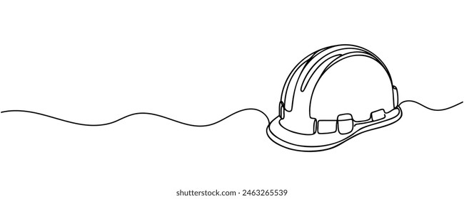 one line drawing of isolated hard hat.