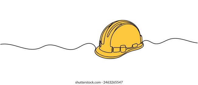 one line drawing of isolated hard hat.