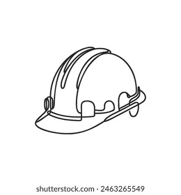 dibujo de una línea de sombrero duro aislado.