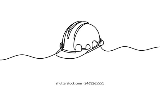 one line drawing of isolated hard hat.