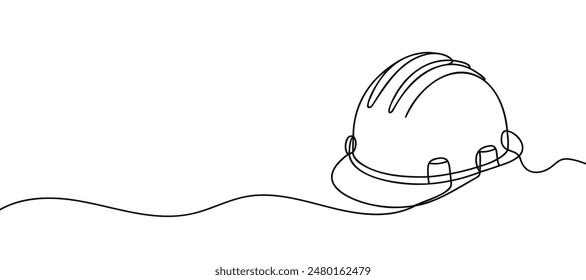 one line drawing of isolated hard hat.