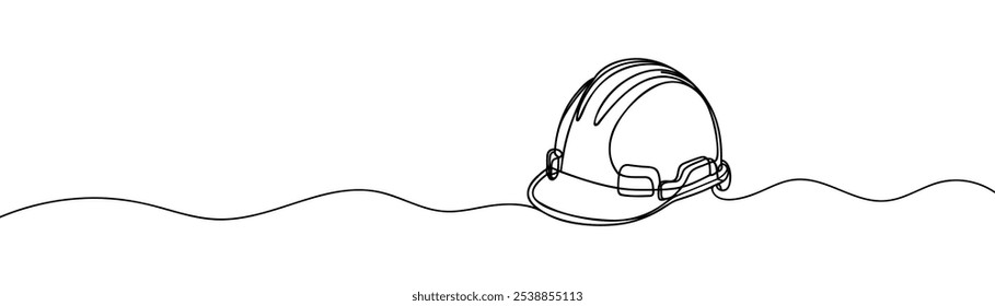 one line drawing of isolated hard hat.