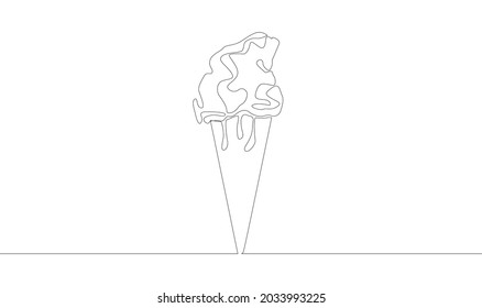 one line drawing of isolated object - ice cream cone