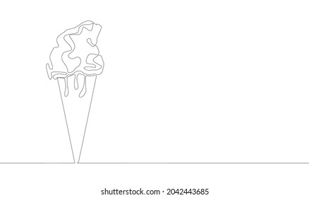 one line drawing of isolated object - ice cream cone