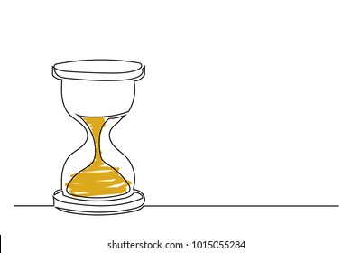 one line drawing of isolated vector object - hourglass