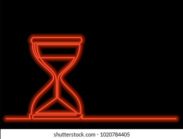 one line drawing of isolated vector object - hourglass with neon vector effect