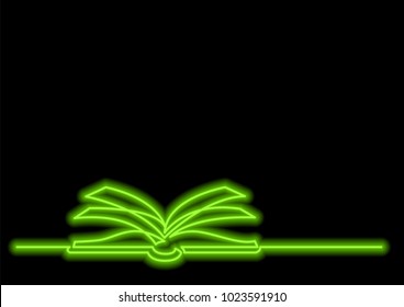 one line drawing of isolated vector object - open book with neon vector effect