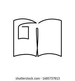 one line drawing of isolated vector object - open book