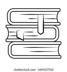 one line drawing of isolated vector object - pile of books