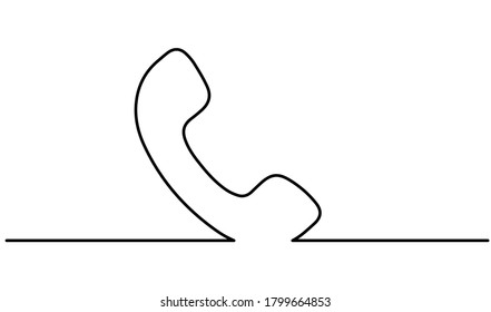 one line drawing of isolated vector object - telephone receiver. Phone icon. Vector icon illustration.