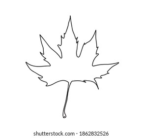 one line drawing isolated vector object    maple leaf  One continuous line drawing abstract tropic spring maple leaf  Minimal botany natural eco concept  Home wall decor  poster  tote bag 