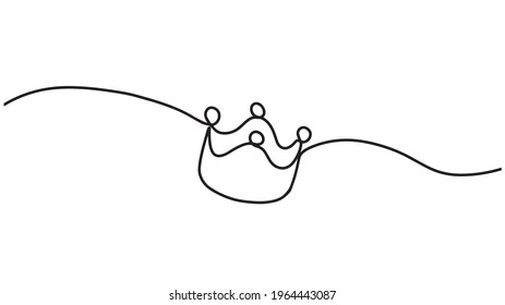 One Line Drawing Of Isolated Vector Object - Crown. Continuous One Line Drawing Of Crown Symbol Of King And Majesty