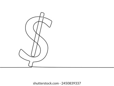 one line drawing of isolated vector object dollar sign symbol