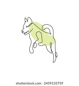 one line drawing of isolated vector object - dog