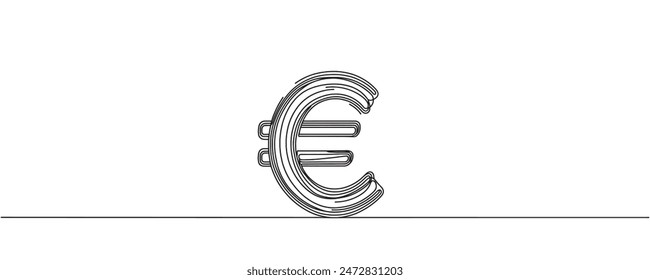 one line drawing of isolated vector object - euro sign