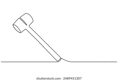 one line drawing of isolated vector object hammer Hammer construction Continuous single one line drawing illustration art vector design, Continuous one line drawing of hammer. One line of hammer.