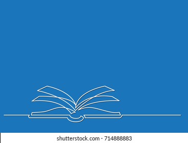 one line drawing of isolated vector object - open book